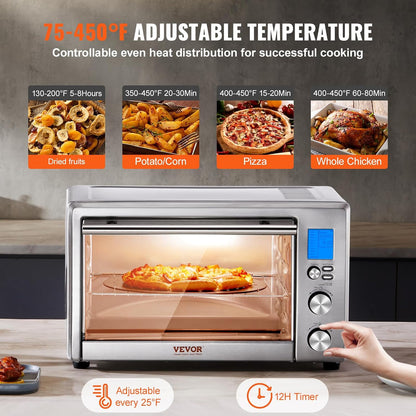 Air Fryer Toaster Oven, 28L/29.6Qt Large Capacity 13 in 1 Functional Convection Oven, 1800W 2-Tier Toaster Ovens Countertop Combo with Wire Racks, Pizza Pan, Gloves, Home and Commercial Use4