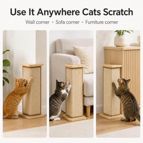 Couch Corner Cat Scratcher, 25.6'' Corner Cat Scratching Post for Sofa, Replaceable Sisal Scratching Pad for Wall Furniture Protector6