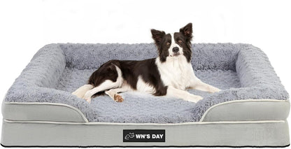 Orthopedic Dog Bed for Large Medium Sized, Washable Memory Foam Large Dog Bed, Medium Pet Sofa with Removable Cover, Washable Waterproof Pet Couch Beds(Grey, L)1