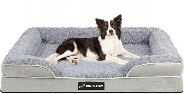 Orthopedic Dog Bed for Large Medium Sized, Washable Memory Foam Large Dog Bed, Medium Pet Sofa with Removable Cover, Washable Waterproof Pet Couch Beds(Grey, L)1