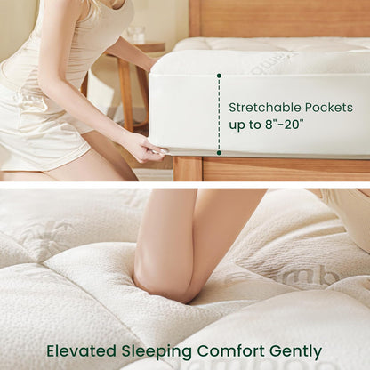Twin XL Mattress Topper Viscose Derived from Bamboo, Thick Pillow Top Mattress Pad with Stretchable Pockets for 8"-20" Mattress, Soft Breathable Cooling Mattress Topper for Hot Sleepers6