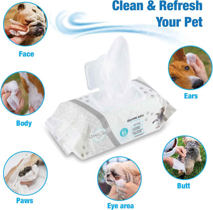 110 Pack Pet Grooming Wipes - Large & Extra-Large Sizes - Lavender, Aloe, & Unscented Variations - Hypoallergenic & Extra Durable - Perfect for Dogs & Cats, 8.6"X7.8"4