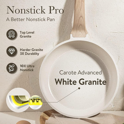 Non Stick Frying Pan, 8 Inch Cream White Skillet with Glass Lid | Non Toxic Kitchen Healthy Cookware, Compatible with All Stovetop, Easy to Clean, PFOA Free5