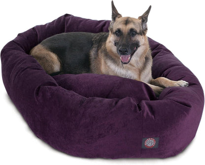 Majestic Pet 40 Inch Micro Velvet Calming Dog Bed Washable – Cozy Soft round Dog Bed with Spine for Head Support - Fluffy Donut Dog Bed 40X29X9 (Inch) – round Pet Bed Large – Pearl50