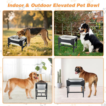 3 Gallon Elevated Dog Water Bowl, Raised Stand for Large Dogs | 4 Adjustable Heights, 9.65-15.16 in Stand, 3 Gallon Bowl, 14 X 10.6 X 5.9 in Size, Indoor Outdoor Use, Easy to Clean8