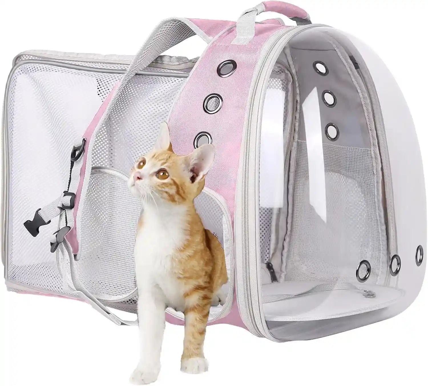 expandable-pink-cat-backpack-carrier-fit-up-to-12-lbs-space-capsule-clear-bubble-window-pet-carrier-backpack-for-kitten-bunny-rabbit-and-small-puppy