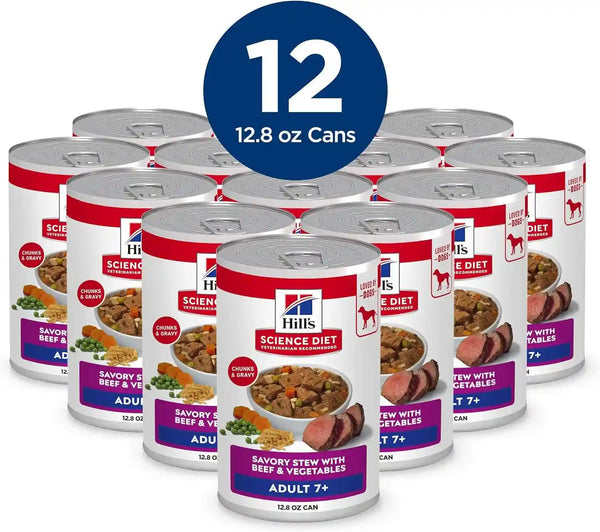 Hill'S Science Diet Adult 7+ Wet Dog Food | #1 Veterinarian Recommended, Beef & Vegetables, 12.8 Oz. Cans, 12-Pack3
