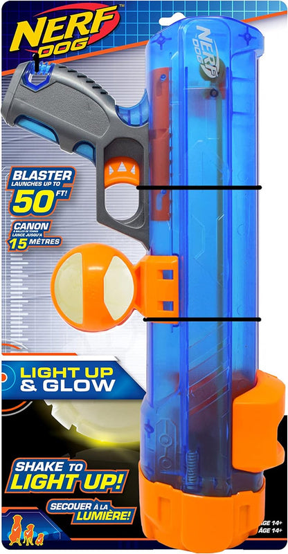 Nerf Dog Tennis Ball Blaster Dog Toy Blue/Orange, 16 Inch Compact Blaster with 1 Ball12