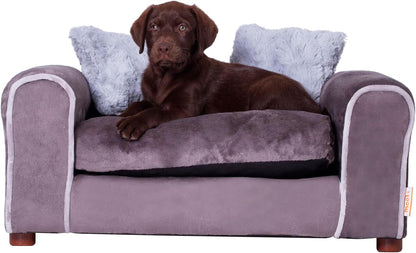Moots Furry Pet Lounge, Pet Bed with 2 Pillows, Deluxe Sofa for Dogs, Easy to Coordinate, Stylish and Cleanable Dog Sofa, Couch - Charcoal, Large12