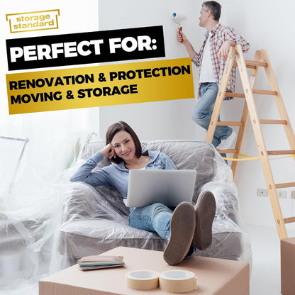 Plastic Furniture Covers for Moving Storage - Heavy-Duty Chair Cover Protectors, Waterproof & Dustproof Clear Moving Bags for Armchair or Recliner - Extra Large Bag Open Size 64 X 42 X 34 Inch8