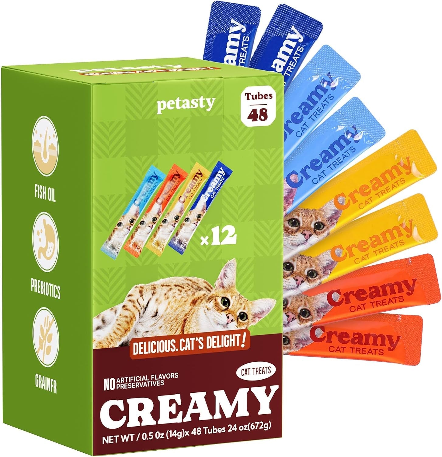 lickable-cat-treats-creamy-puree-variety-pack-48-tubes-0-5oz-high-moisture-hydrating-squeeze-tubes-grain-free-omega-oils-vitamin-e-skin-coat-health-digestive-and-immune-support