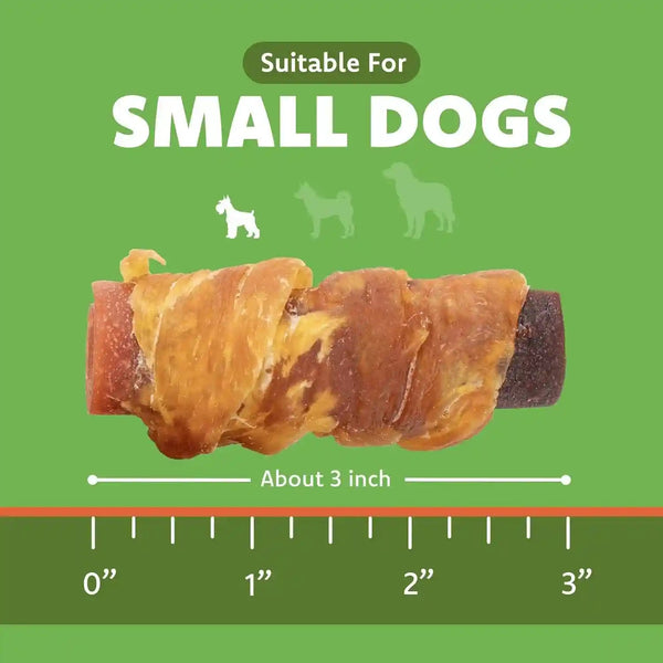 MON2SUN Dog Treats, 3 Inch Rawhide-Free Chicken, Duck & Beef Rolls,21.16 Oz | Easy-To-Digest Texture, Suitable for Small Dogs, Daily Reward Use, Made with Real Meat2