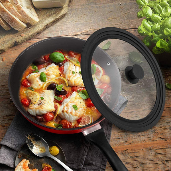 Universal Lid for Pots,Pans and Skillets - Tempered Glass with Heat Resistant Silicone Rim Fits 10.5", 11" and 12" Diameter Cookware,Black6