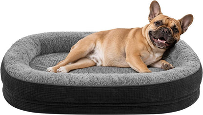 JOEJOY Orthopedic Dog Beds Large Sized Dog, XL Egg-Crate Memory Foam Pet Couch Bed with Bolster Sides, Waterproof Lining, Removable Washable Cover & Non-Slip Bottom, Grey14
