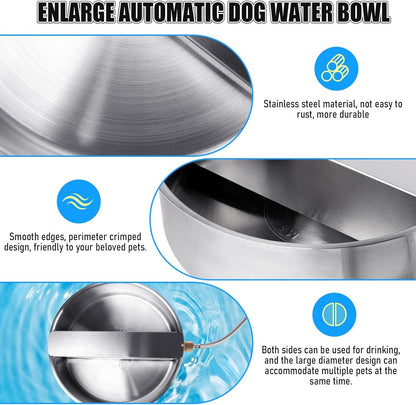 Automatic Dog Water Bowl Dispenser Large Breed| Auto Fill| High Capacity | Stainless Steel Dog Waterer with Float Valve Self Filling Auto Water Bowl for Outdoor Large Dogs Cats Chicken Livestock4