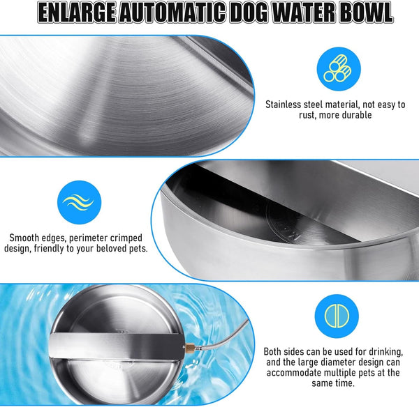Automatic Dog Water Bowl Dispenser Large Breed| Auto Fill| High Capacity | Stainless Steel Dog Waterer with Float Valve Self Filling Auto Water Bowl for Outdoor Large Dogs Cats Chicken Livestock4