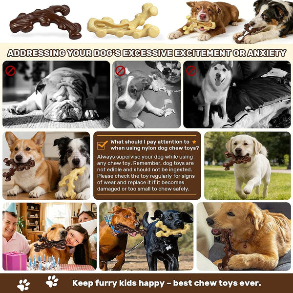 SIHRMIU 2 Pack Dog Chew Toys for Aggressive Chewers,Boredom and Stimulating Best Dog Toys for Medium/Large Breed,Tough Almost Indestructible Dog Bones for Teeth Cleaning and Training7