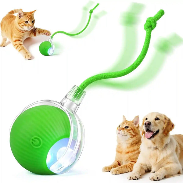 Smart Interactive Automatic Electric Rolling Moving Rechargeable Motion Activated Self Play Electronic Stimulation Chase Teaser Ball Toy with Rope for Indoor Bored Adult Cat and Dog, Red8