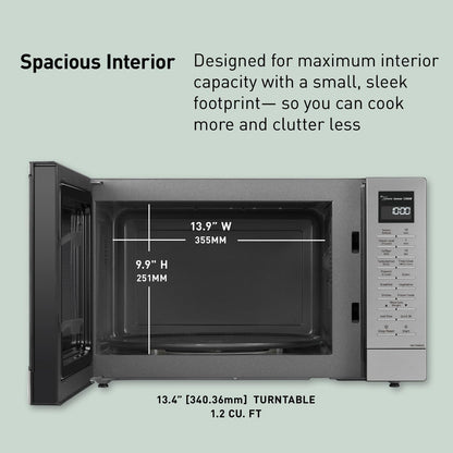 Panasonic NN-SN68KS Compact Microwave Oven with 1200W Power, Sensor Cooking, Popcorn Button, Quick 30Sec & Turbo Defrost, 1.2 Cu.Ft, Stainless Steel5