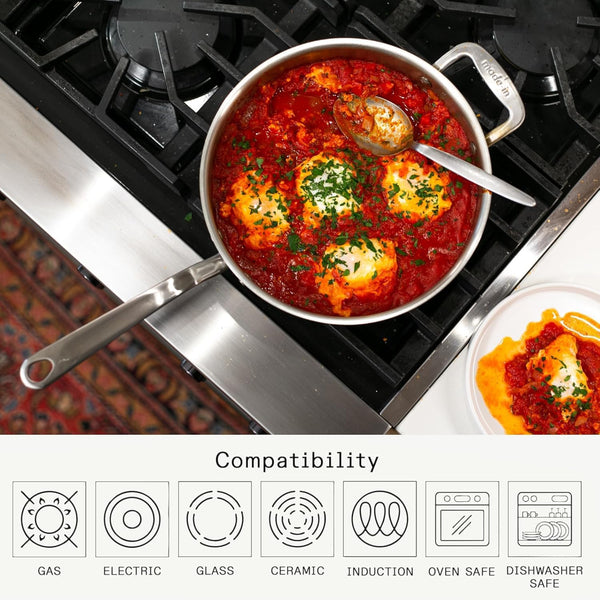 Made in Cookware - 3.5 Quart Stainless Steel Saute Pan - 5 Ply Stainless Clad - Professional Cookware - Induction Compatible - Crafted in Italy4
