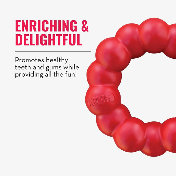 KONG Ring - Natural Rubber Ring Toy for Healthy Chewing Habits - Chew Toy Supports Dog Dental Health - Dog Toy Supports Instincts during Playtime - for Small/Medium Dogs7
