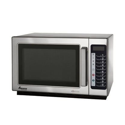 RCS10TS 1000 Watt Stackable Countertop Commercial Microwave with Push Button Controls for Restaurant Buffet Catering Service | 1.2 Cu. Ft, 22"W X 19"D X 13-7/8"H, Stainless Steel, 120V, NSF1
