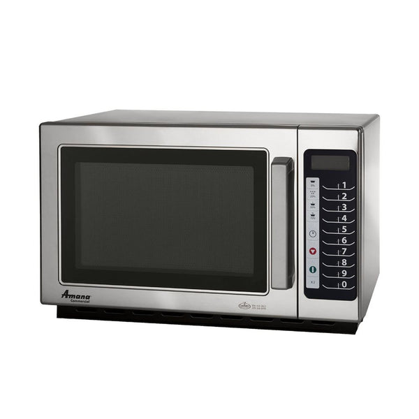 RCS10TS 1000 Watt Stackable Countertop Commercial Microwave with Push Button Controls for Restaurant Buffet Catering Service | 1.2 Cu. Ft, 22"W X 19"D X 13-7/8"H, Stainless Steel, 120V, NSF1
