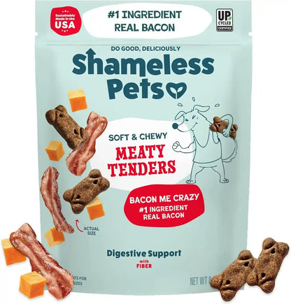 Shameless Pets Soft Dog Treats – Bacon Me Crazy Meaty Tenders, Soft & Chewy Treats for Dogs, Real Bacon 1St Ingredient, Grain Free, Healthy Treats for Small, Medium & Large Dogs, 8Oz1
