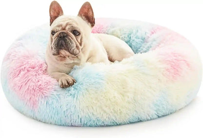 Love'S Cabin Calming Cat Bed for Indoor Cats, Anti-Anxiety Donut round Dog Bed, Fluffy Faux Fur Washable Pet Bed for Small Medium Dogs and Cats, Grey, 20In11