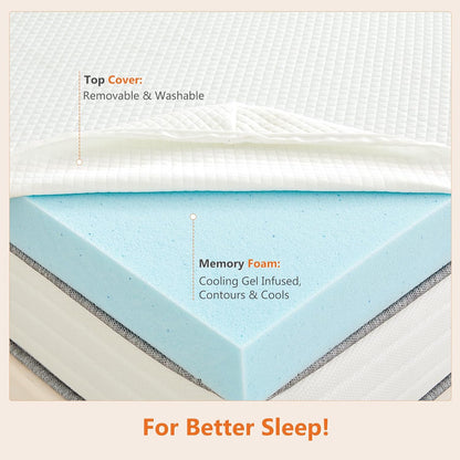 Full Mattress Topper, Memory Foam Pad, 3 Inch | Cooling Gel Infused, Removable Soft Cover, Ventilated, Sleeper Sofa, RV Camper, White8