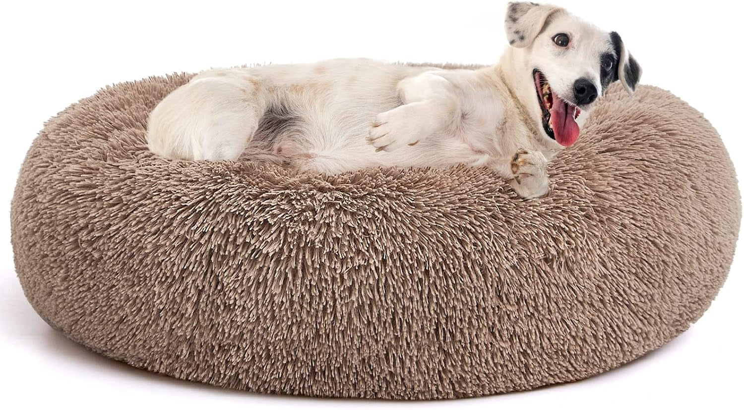 mixjoy-orthopedic-dog-bed-comfortable-donut-cuddler-round-pet-beds-ultra-soft-washable-dog-and-cat-cushion-20-23-30-23-brown