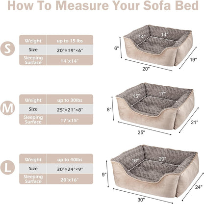 JOEJOY Rectangle Dog Bed for Large Medium Small Dogs - Washable Orthopedic Sofa Bed, Soft Breathable Puppy & Pet Cuddler, Durable Calming Dog Bed with Anti-Slip Bottom, Multiple Sizes, Beige4