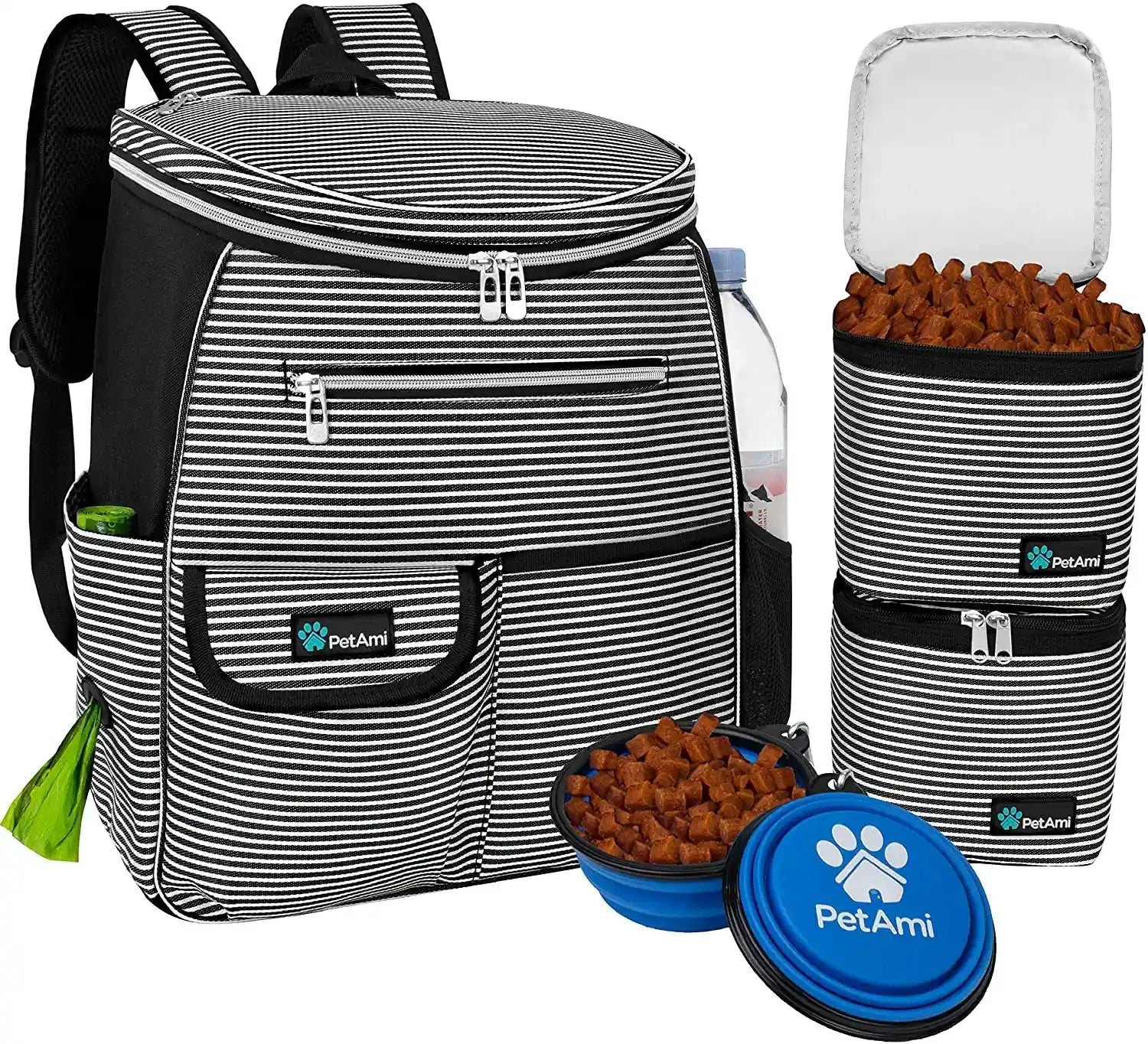 petami-dog-travel-bag-backpack-27l-airline-approved-pet-supplies-organizer-with-2-food-containers-2-collapsible-bowls-poop-bag-dispenser-weekend-road-trip-camping-dog-mom-gift-purple
