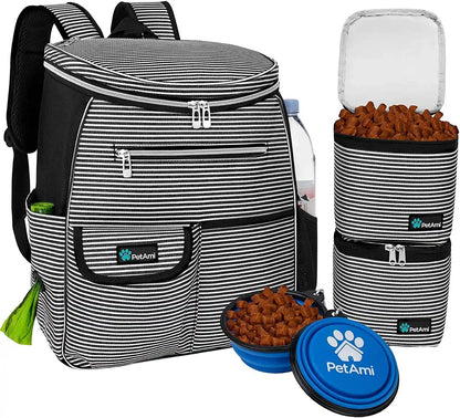 Petami Dog Travel Bag Backpack, 27L Airline Approved Pet Supplies Organizer with 2 Food Containers, 2 Collapsible Bowls & Poop Bag Dispenser, Weekend Road Trip Camping Dog Mom Gift, Purple13