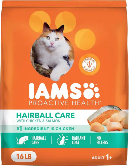 IAMS Proactive Health Hairball Dry Cat Food, Chicken & Salmon, 7 Lb | Veterinarian-Recommended, Reduces Hairballs, Supports Healthy Digestion, Maintains Healthy Weight, Nourishes Heart13