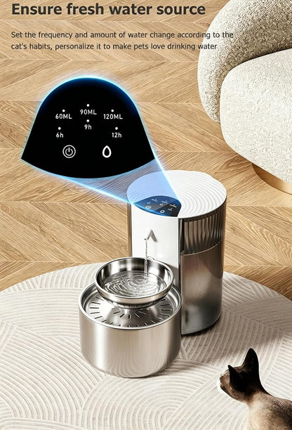 Filterless Cat Water Fountain, 3.5L/118Oz Wastewater Separation No Filter | Stainless Steel Bowl, Quiet ,Pet Water Fountain for Cats & Dogs Dispenser, Wireless Automatic Water Fountains5