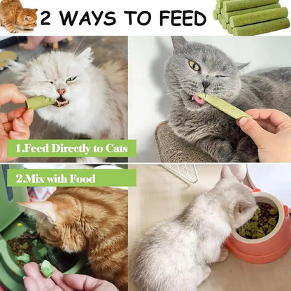 30G Cat Grass Sticks, Freeze Dried Cats Grass Teething Stick, Edible Cat Chew Toy for Teeth Cleaning Dental Health and Hairball Removal8