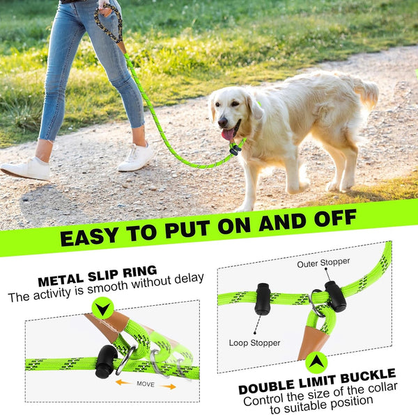 Lynxking Slip Lead Dog Leash Reflective, Heavy Duty Comfortable Strong Rope for Large Medium Small Dogs No Pull Pet Training (Light Green, Large 1/2In X 6Ft-Slip Lead)4