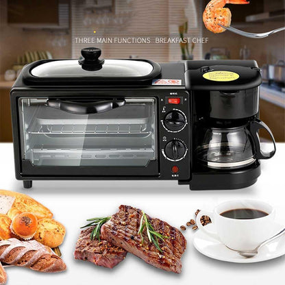 3-In-1 Breakfast Station, Includes Coffee Maker, Non-Stick Griddle, and 4-Slice Toaster Oven, Versatile Breakfast Maker for Apartments Kitchenettes,Black2