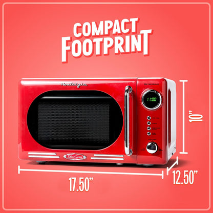 Retro Compact Countertop Microwave Oven - 0.7 Cu. Ft. - 700-Watts with LED Digital Display - Child Lock - Easy Clean Interior - Red5