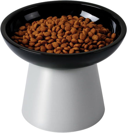 Loejan Elevated Cat Food and Water Bowls Set, Extra Wide and Raised Ceramic Bowls, Anti-Vomit Whisker-Free Pressure Cat Feeder for Kittens to Adult Cats and Small Dogs (White, Water Bowl)23