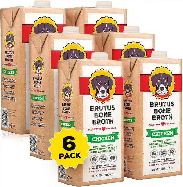 Brutus Chicken Broth Liquid for Dogs - All Natural Chicken Bone Broth for Dogs with Chondroitin Glucosamine Turmeric -Human Grade Dog Food Toppers for Picky Eaters & Dry Food -Tasty & Nutritious11