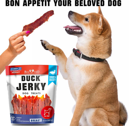 Dog Treats Duck Jerky 1.5 LB – Dog Food & High Protein Chews for Large, Medium & Small Breeds – Natural Healthy Training Strips & Snacks – Human Grade Real Meat – Grain Free, Rawhide Free, Bulk Pack6