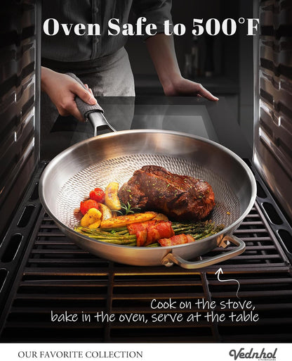 Titanium Wok Pans for Cooking,13In Pure Titanium Hammered Pro Pans, Non Stick Skillet for Cooking, Non-Toxic, PFAS/PFOA/PTFE Free Cookware, Dishwasher&Oven Safe, Kitchen Induction Compatible4