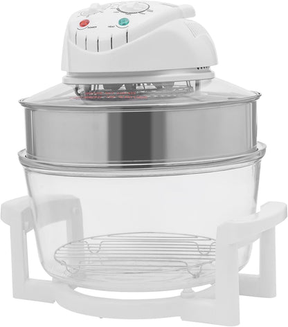 17L/17.96Qt Turbo Electric Glass Air Fryer W/ 2 Grill, Electric Turbo Convection Oven Roaste, 360° Viewable Airy Fryer with Expansion Ring, Multifunction Oilless Halogen Oven4