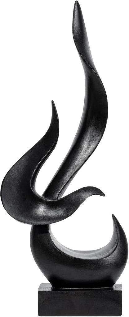 Black Fire Flame Sculpture, Art Modern Abstract Statue, Shelf Accents Decor | Modern Home Resin Sculptures Decorative Objects,Table Top Decor for Livingroom Home Decor,Office Shelf Sculpture1