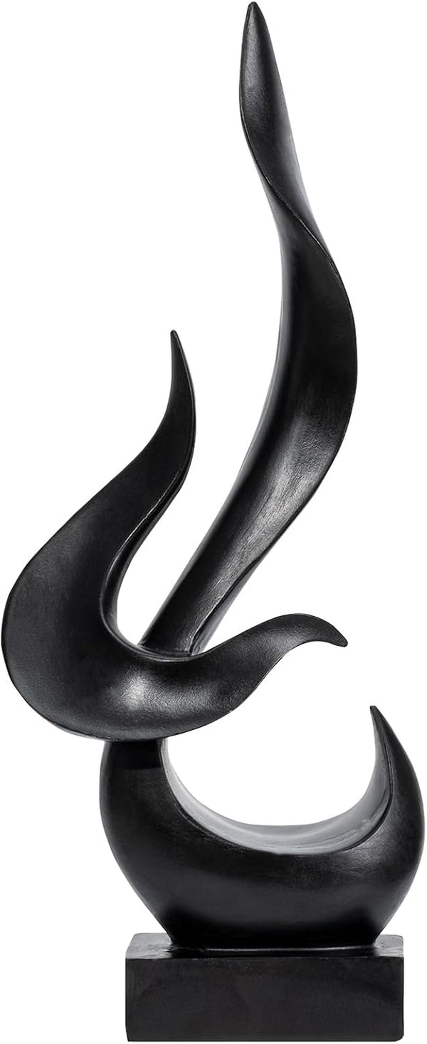 Black Fire Flame Sculpture, Art Modern Abstract Statue, Shelf Accents Decor | Modern Home Resin Sculptures Decorative Objects,Table Top Decor for Livingroom Home Decor,Office Shelf Sculpture1