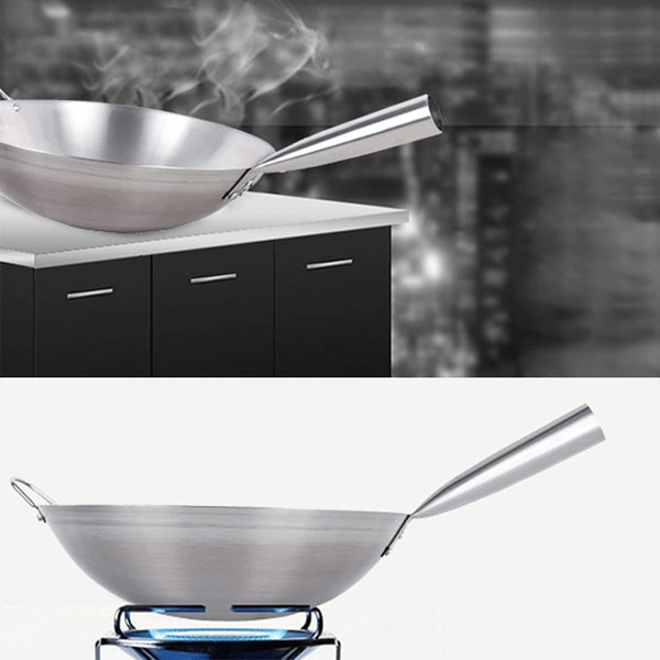 Stainless Steel Wok, round Bottom Traditional Carbon Steel Wok Pan, Authentic Hand Hamme,Ironred Woks and Stir Fry Pans (34Cm)5