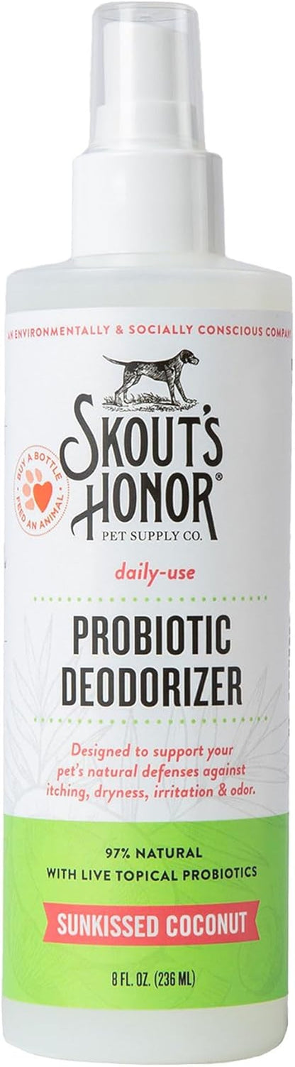 SKOUT'S HONOR Probiotic Dog Deodorizing Spray - Sunkissed Coconut, 8 Oz | Hydrating Daily-Use Formula with Avocado Oil and Omega-3S, Microbiome-Friendly, Paraben and Sulfate-Free1
