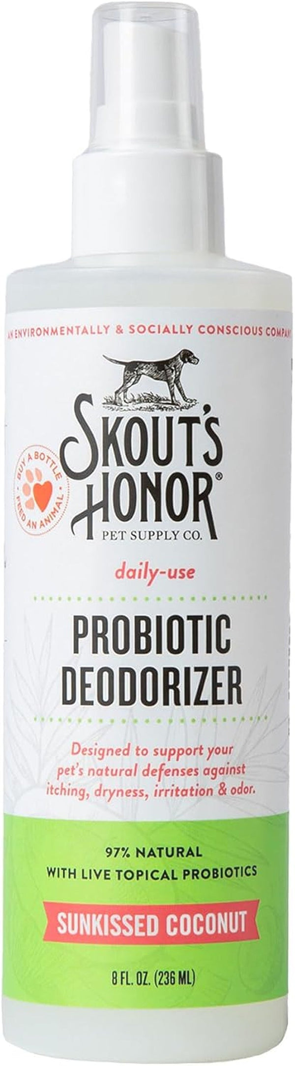 SKOUT'S HONOR Probiotic Dog Deodorizing Spray - Sunkissed Coconut, 8 Oz | Hydrating Daily-Use Formula with Avocado Oil and Omega-3S, Microbiome-Friendly, Paraben and Sulfate-Free1